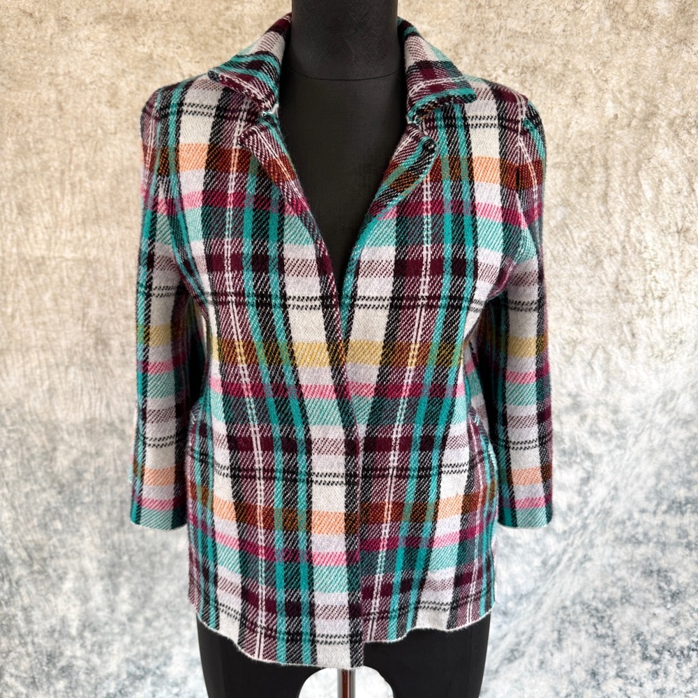 Anthropologie Rosetta Multi-color Plaid Sweater Jacket - XS - Picture 1 of 9